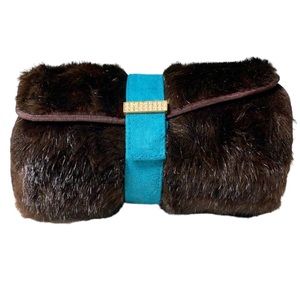 Vintage Stephanie Johnson fur travel cosmetics case